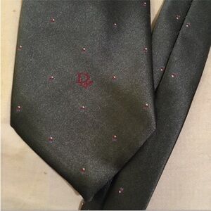 Christian Dior Men’s Dark Gray Tie Polyester Silk Blend